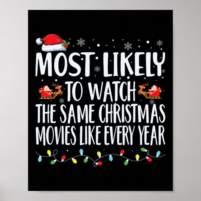 Mest sannolikt att titta på samma julfilmer jul poster (Framsidan)