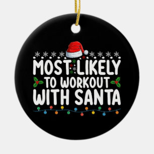 Mest sannolikt att träna med tomte gym jul julgransprydnad keramik
