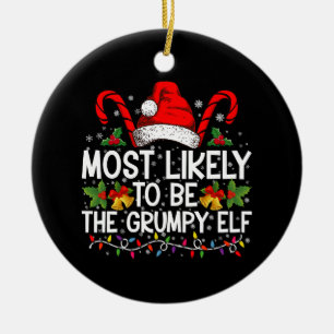 Mest sannolikt att vara den grumpy tomte roliga ju julgransprydnad keramik