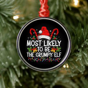 Mest sannolikt att vara den grumpy tomte roliga ju julgransprydnad metall