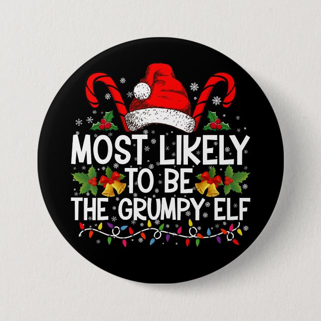 Mest sannolikt att vara den grumpy tomte roliga ju knapp (Framsida)