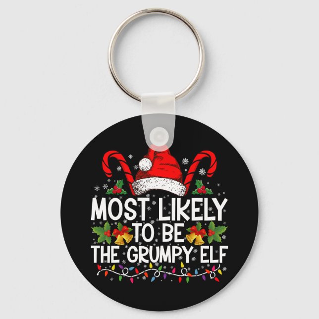 Mest sannolikt att vara den grumpy tomte roliga ju nyckelring (Framsida)