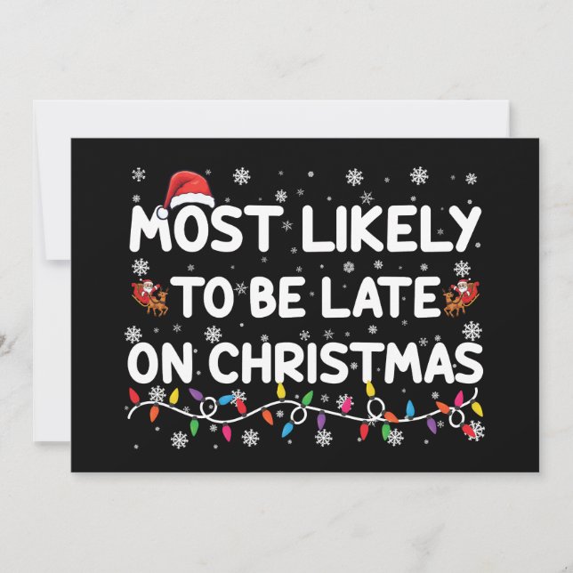 Mest sannolikt att vara sen på julpyjamas inbjudningar (Framsida)