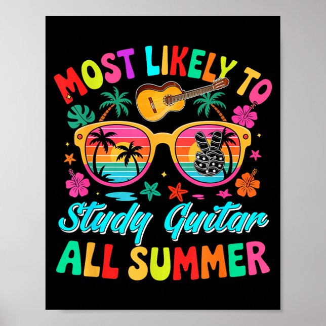Mest sannolikt studera gitarr rolig sommarlov poster (Framsidan)