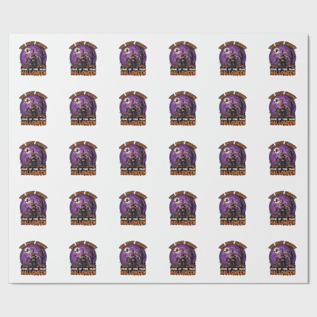 Mest Skräckinjagande Halloween Spökhus Häxa Pumpa Presentpapper (Platt)