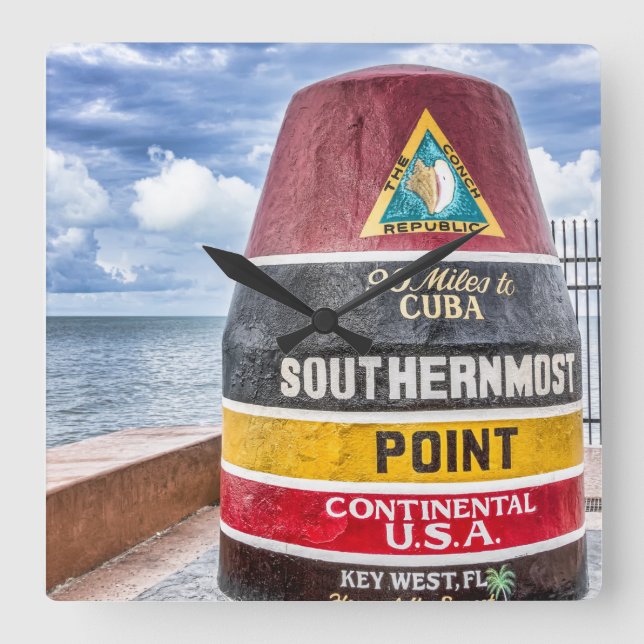 Mest southernmost peka Key West Fyrkantig Klocka (Framsida)