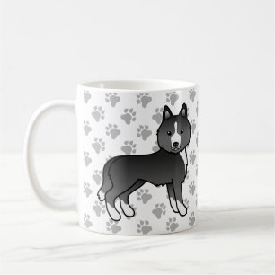 Mest svart sibirisk husky-figur hund & tassar kaffemugg