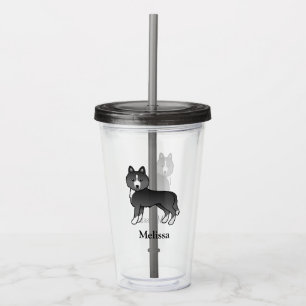 Mest svart sibirisk husky hund & anpassat namn take away mugg