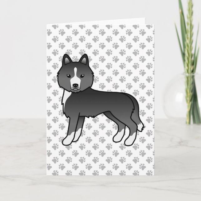 Mest svart sibirisk husky söt tecknad hund kort (Framsida)