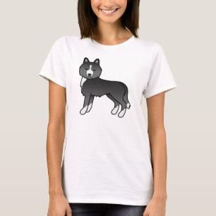 Mest svart sibirisk husky söt tecknad hund t shirt