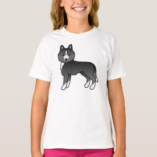 Mest svart sibirisk husky söt tecknad hund t shirt