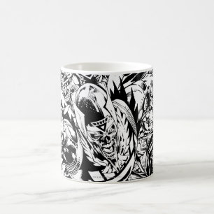 Mest svart svartvit nattgruppmålning - kaffemugg