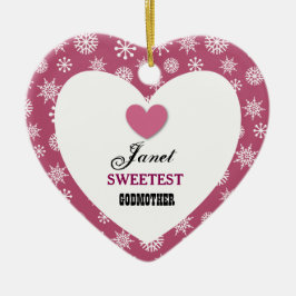 Mest sweetest gudmorSnowflakemönster och hjärta Julgransprydnad Keramik
