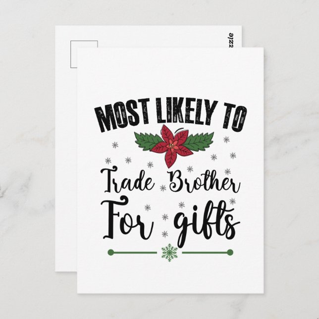 Mest trolig att bli handelsmäklare för julklappar vykort (Fram/baksida)