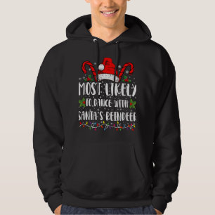 Mest trolig att dansa med jultomtens renfamilj hoodie