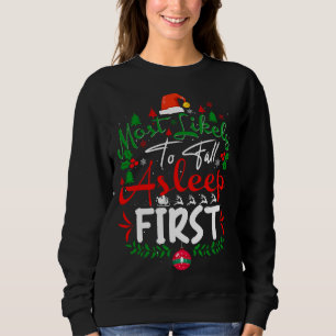 Mest trolig att falla i sömnen Första Humor jul P T Shirt