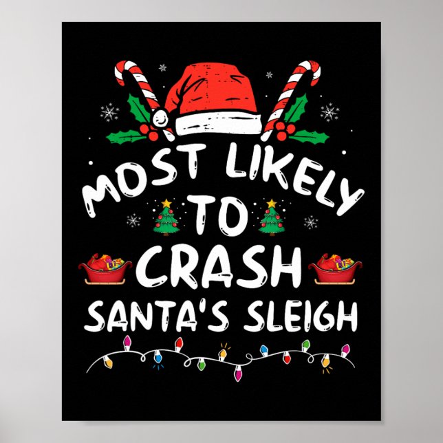 Mest trolig att krascha jultomtens Roligt Poster (Framsidan)