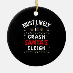 Mest trolig att krascha jultomtens sleigh, jul julgransprydnad keramik