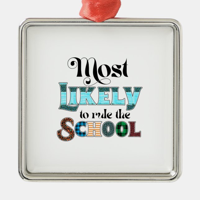 Mest trolig att regera skolan julgransprydnad metall (Framsidan)