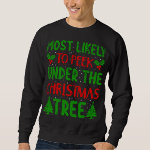 Mest trolig peek under Julgran Pajama Julafton Lång Ärmad Tröja
