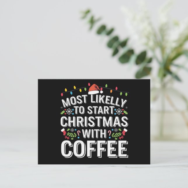 Mest troliga att påbörja jul med kaffefamiljen helg vykort (Stående Fram)