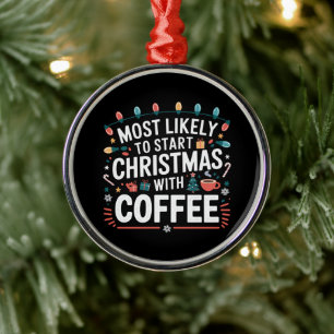 Mest troliga att påbörja jul med kaffefamiljen julgransprydnad metall