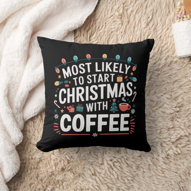 Mest troliga att påbörja jul med kaffefamiljen kudde (Filt)