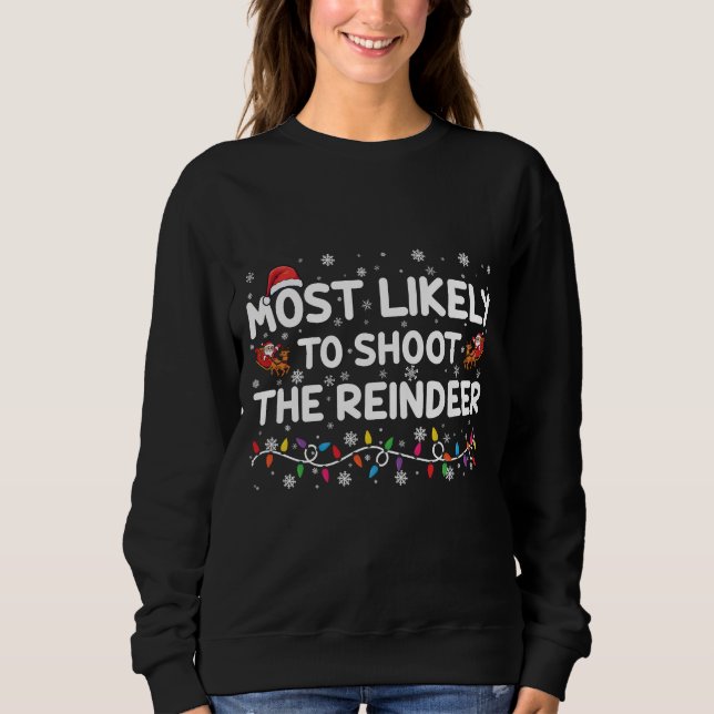 Mest troliga att skjuta till renfamiljens jul t shirt (Framsida)