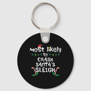 Mest troliga krasch Santas Sleigh jul Julafton Fam Nyckelring