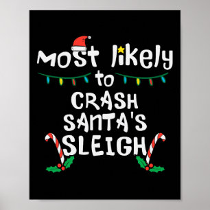 Mest troliga krasch Santas Sleigh jul Julafton Fam Poster
