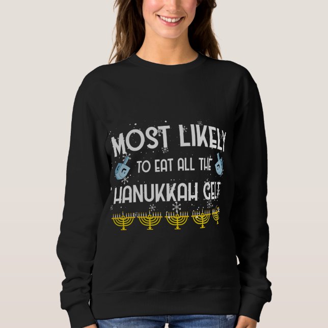 Mest troligt att du äter alla judar i Hanukkah Gel T Shirt (Framsida)