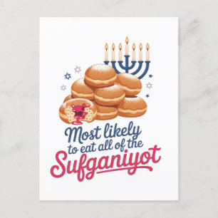 Mest troligt att du äter alla Sufganiyot Hanukkah- Helg Vykort