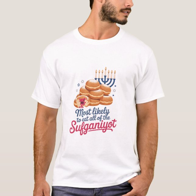 Mest troligt att du äter alla Sufganiyot Hanukkah- T Shirt (Framsida)