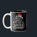 Mest troligt att du äter julhelgen till Santas Coo Två-Tonad Mugg<br><div class="desc">Mest troligt att du äter julmatchning i familjen Santas Cookies</div>