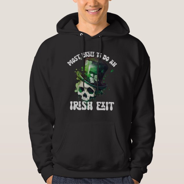 Mest troligt att en irländsk exit Skull St Patrick Hoodie (Framsida)