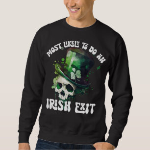Mest troligt att en irländsk exit Skull St Patrick Lång Ärmad Tröja