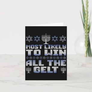 Mest troligt att han vinner alla Gelt Hanukkah-mat Kort