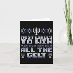 Mest troligt att han vinner alla Gelt Hanukkah-mat Kort
