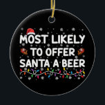 Mest troligt att jultomten får en öl Ljus Julgransprydnad Keramik<br><div class="desc">Mest troligt att jultomten får en öl Ljus Santa Hat</div>