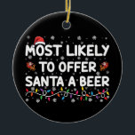 Mest troligt att jultomten får en öl Ljus Julgransprydnad Keramik<br><div class="desc">Mest troligt att jultomten får en öl Ljus Santa Hat</div>