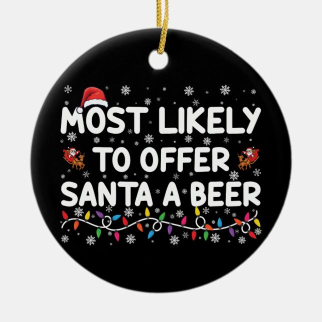 Mest troligt att jultomten får en öl Ljus Julgransprydnad Keramik (Framsidan)