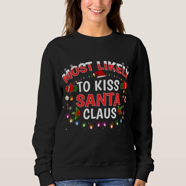 Mest troligt att Kiss Jultomten Jul Ljus H T Shirt (Framsida)