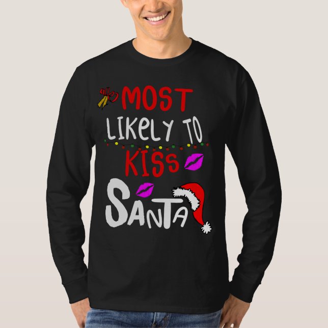 Mest troligt att Kiss Jultomten Jul Ljus T Shirt (Framsida)