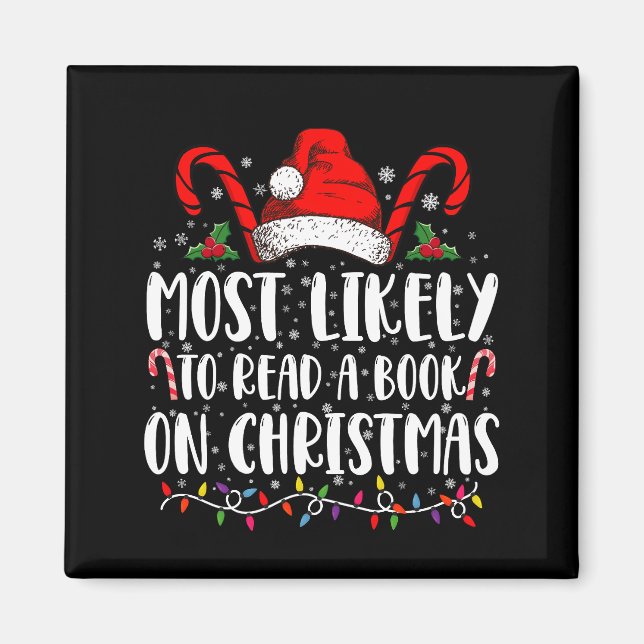 Mest troligt att läsa ett Bok om julmatchning Magnet (Framsidan)