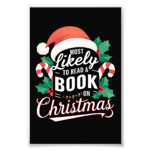 Mest troligt att läsa ett Bok på jul Fototryck