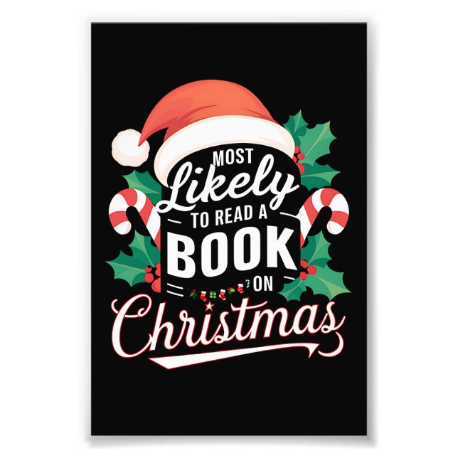Mest troligt att läsa ett Bok på jul Fototryck (Framsidan)