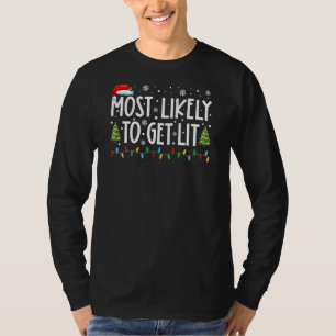 Mest troligt att Lit God jul Träd Julafton L T Shirt