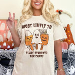 Mest troligt att matcha Halloween Ghost Teacher T Shirt<br><div class="desc">Vi presenterar vår "mest sannolika" matchande Halloween Ghost Teacher T-Shirt, det ultimata tillägget till din Halloween-gardin som kombinerar roligt, komfort och personalisering. Den här reflekterande lärarpresenten t-shirt är perfekt för lärare som tittar att fira säsongen med en liten aning humor. Med en charmerande spökdesign är den här skjortan perfekt för...</div>