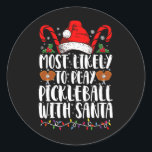 Mest troligt att spela pickleball med julfamiljen runt klistermärke<br><div class="desc">Mest troligt att du kan spela pickleball med jultomten</div>