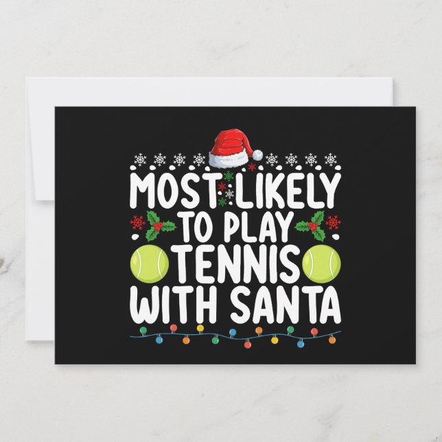 Mest troligt att spela tennis med jultomten inbjudningar (Framsida)